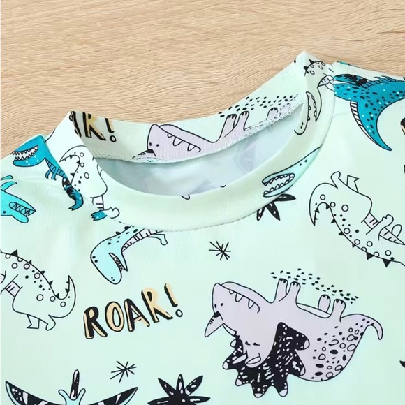 Dinosaur Full Body Print T-shirt & Short Set. Cool Outfit for Boys in Summer - Picture 3 of 6